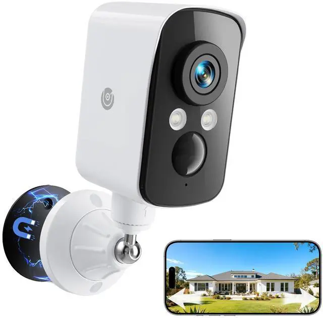 Alt view image 8 of 14 - 300° Pan Wireless Outdoor Security Camera, No Subscription Free 7-Day Cloud/SD, AI Detection, Magnetic Mount, Battery Powered, 2.4G WiFi, 2K, Night Vision, 360° View, 2-Way Talk, Home Security, IP65