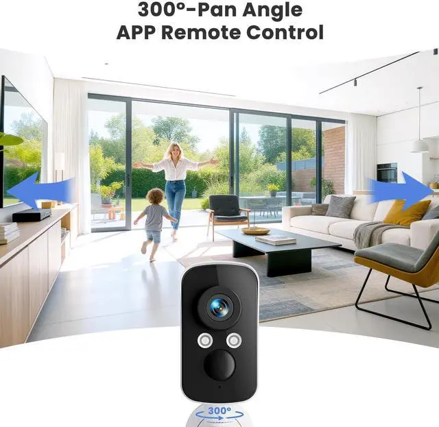 Alt view image 10 of 14 - 300° Pan Wireless Outdoor Security Camera, No Subscription Free 7-Day Cloud/SD, AI Detection, Magnetic Mount, Battery Powered, 2.4G WiFi, 2K, Night Vision, 360° View, 2-Way Talk, Home Security, IP65