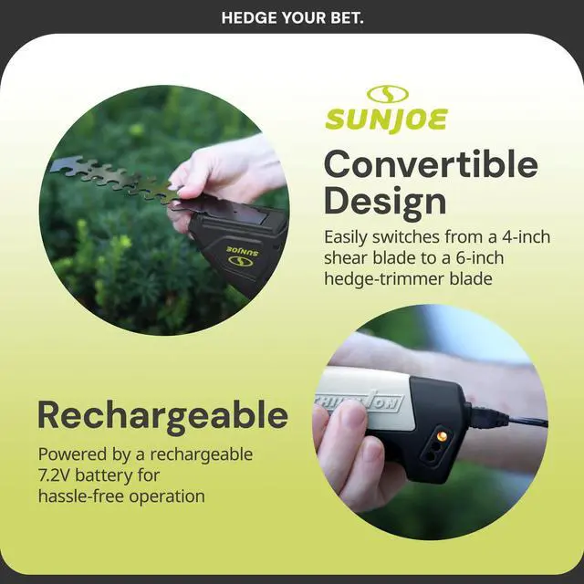 Alt view image 10 of 14 - HJ604C 2-in-1 Cordless Grass Shear and Hedge Trimmer, 7.2V Handheld Electric Shrub Trimmer Grass Cutter, 1250 RPM Steel Blades, Rechargeable Lithium-Ion Battery and Charger Included