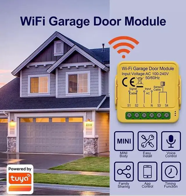 Alt view image 10 of 14 - WiFi Garage Door Opener Controller,Tuya Smart Life app Remote Control and Monitor on/Closed Status,Smart Replacement Opener on Phone,Compatible with Alexa Google Home (1CH Garage WiFi Switch)