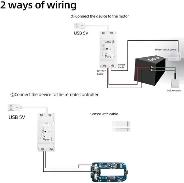 Alt view image 9 of 14 - Easy Installation,Tuya Smart WiFi 5V Garage Door Opener Controller Garage Open Close Monitor,Wireless APP Remote Control Magnetic Door Sensor, Compatible with Alexa Echo Google Home