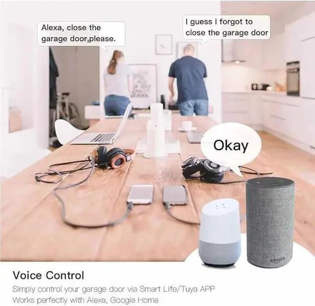 Alt view image 13 of 14 - Easy Installation,Tuya Smart WiFi 5V Garage Door Opener Controller Garage Open Close Monitor,Wireless APP Remote Control Magnetic Door Sensor, Compatible with Alexa Echo Google Home