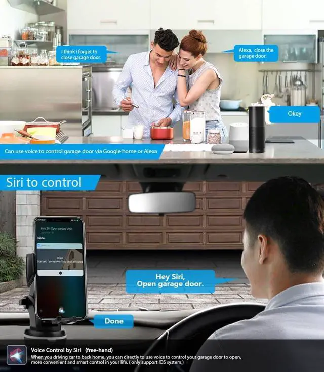 Alt view image 14 of 14 - Tuya Smart WiFi Switch Garage Door Opener Controller Compatible with Alexa Echo Google Home SmartLife/Tuya APP Control No Hub Required