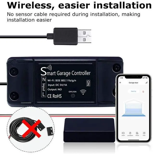 Alt view image 7 of 10 - Wireless Smart Wi-Fi Garage Door Opener TUYA and Smart Life APP Real-time Monitoring, DIY Home Security