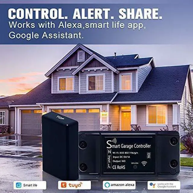 Alt view image 8 of 10 - Wireless Smart Wi-Fi Garage Door Opener TUYA and Smart Life APP Real-time Monitoring, DIY Home Security
