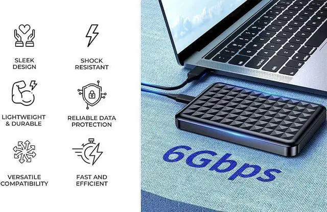 Alt view image 9 of 14 - 500GB Portable External Hard Drive USB 3.0/Type-C Slim High-Speed HDD for Backup, Storage, Gaming Compatible with PC, Mac, Laptop, PS4, PS5, Xbox, Windows, MacBook, Smart TV (Black)