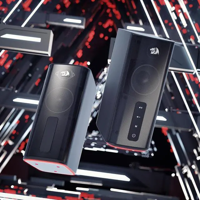 Alt view image 14 of 14 - GS814 Stereo Desktop Speaker, 20W Output, 4 Real Units, BT 5.0/3.5mm AUX, Enhanced Bass, Touch-Control, Dynamic RGB Lighting