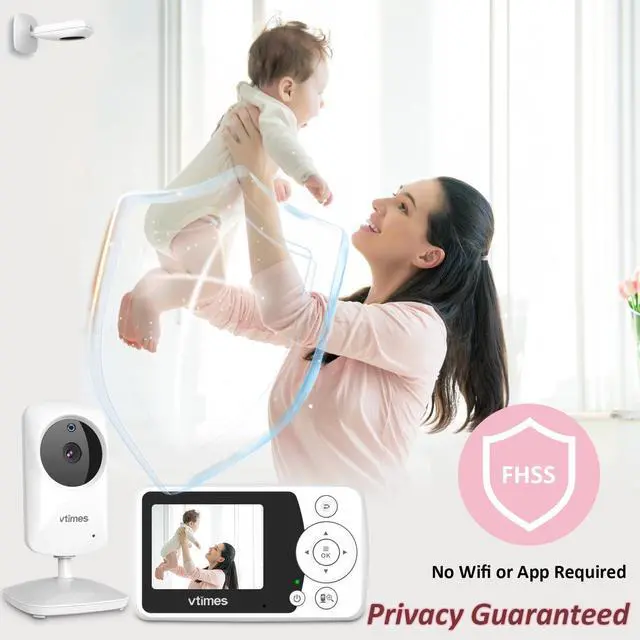 Alt view image 9 of 14 - Baby Monitor with Camera and Audio, Video Baby Monitor No WiFi Night Vision 2.4" LCD Screen Portable Baby Camera Monitor Alarm Lullaby Temperature Sensor and 1000ft, Ideal for Baby/Elderly/Pet