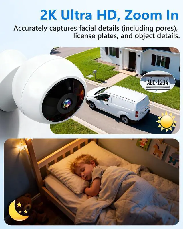 Alt view image 10 of 14 - Security Cameras Wireless Outdoor Magnetic: Install-Free Smart Indoor 2K WiFi - Long Battery Life Powered Wireless Cameras for Home Security with AI Motion Detection