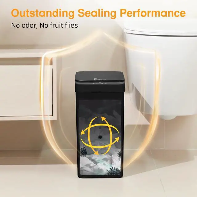 Alt view image 10 of 14 - Black Bathroom Trash Can 2.6 Gallon Motion Sensor Trash Cans Automatic Touchless Garbage Bin Small Smart Trash Can for Bathroom,Kitchen, Toilet, Bedroom, RV