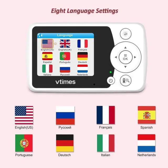 Alt view image 11 of 14 - Baby Monitor with Camera and Audio, Video Baby Monitor No WiFi Night Vision 2.4" LCD Screen Portable Baby Camera Monitor Alarm Lullaby Temperature Sensor and 1000ft, Ideal for Baby/Elderly/Pet