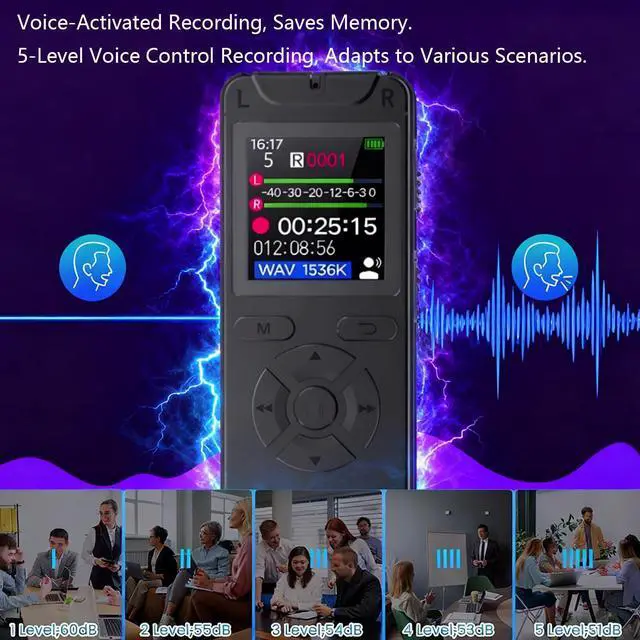 Alt view image 11 of 12 - Digital Voice Recorder - Affordable & Easy to Use, One-Click, Voice Activated & Noise Reduction, Long Standby, USB Connectivity, Password, A-B Repeat, MP3 for Lectures/Meetings/Classes/Interviews