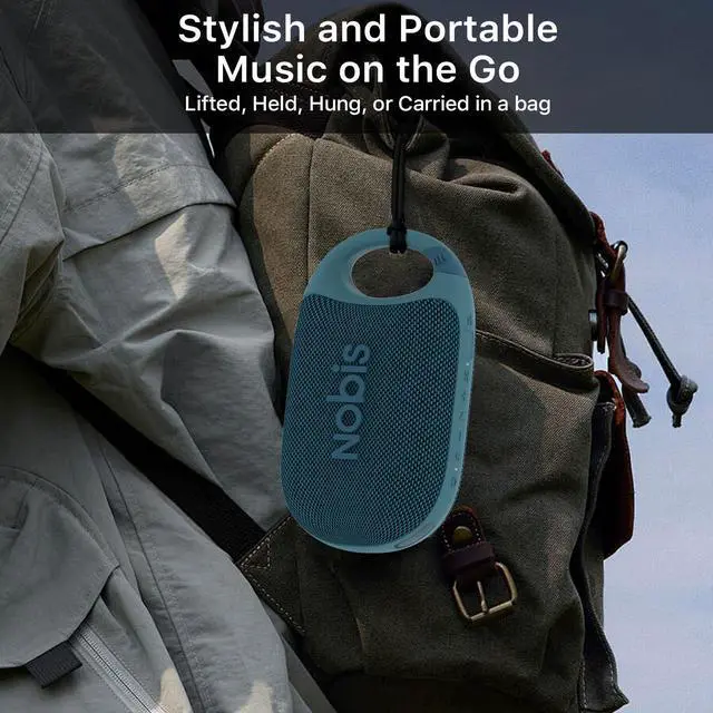 Alt view image 9 of 14 - Clip N1 Portable Bluetooth Speaker with App, Beat Mode, Up to 24H Playtime, IP68 Waterproof, BT 5.3, HD Sound, Stereo Pairing, Custom EQ, Perfect for Outdoor, Home and Adventure (Blue)