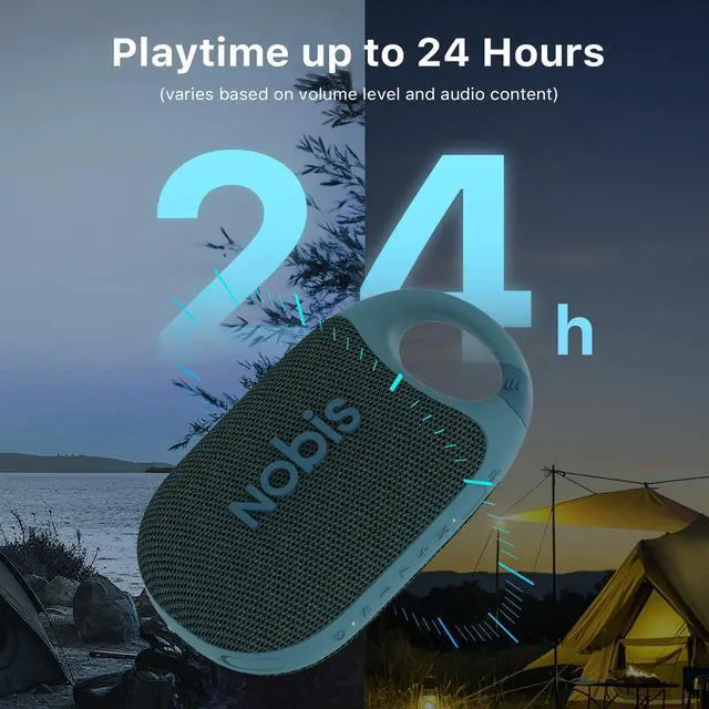 Alt view image 10 of 14 - Clip N1 Portable Bluetooth Speaker with App, Beat Mode, Up to 24H Playtime, IP68 Waterproof, BT 5.3, HD Sound, Stereo Pairing, Custom EQ, Perfect for Outdoor, Home and Adventure (Blue)