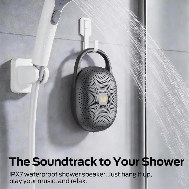 Alt view image 13 of 14 - Clip-On Speaker with Carabiner, Ultra-Portable Bluetooth 6.0 Shower Speaker IPX7 Waterproof, 29H Playtime Small Wireless Speaker for Hiking Camping Beach Outdoor Travel - Black