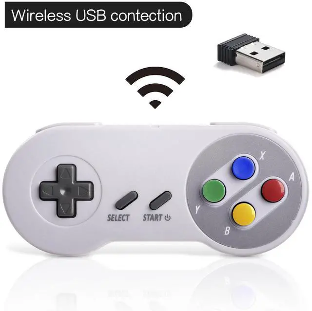 Alt view image 11 of 14 - 2 Pack 2.4 GHz Wireless USB Controller Compatible with SNES Games, SNES Retro USB PC Super Classic Controller for Windows PC MAC Linux Genesis Raspberry Pi Retropie (Multicolored Keys)