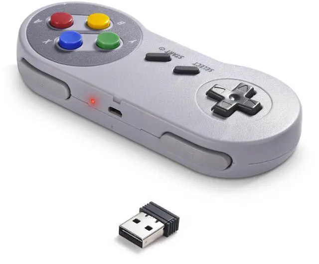 Alt view image 12 of 14 - 2 Pack 2.4 GHz Wireless USB Controller Compatible with SNES Games, SNES Retro USB PC Super Classic Controller for Windows PC MAC Linux Genesis Raspberry Pi Retropie (Multicolored Keys)