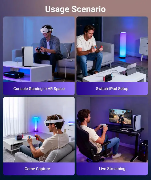 Alt view image 14 of 14 - 2K@30Hz Video Capture Card with 100W PD Charging 5FT Compatible with Quest 3S/3/2, Made for Meta, 4K Input HDMI Female to USB-C Capture Card for Stream VR Game Recording for Switch, PS5, iPad