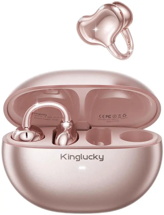 Alt view image 8 of 14 - Upgraded Clip-On Earbuds Comfortable fit & Crystal-Clear Sound, 50H Playtime Open Ear Buds Bluetooth 6.0 Wireless Headphones for Women & Kids Ideal for Small Ears,Sports,Glasses Rose Gold