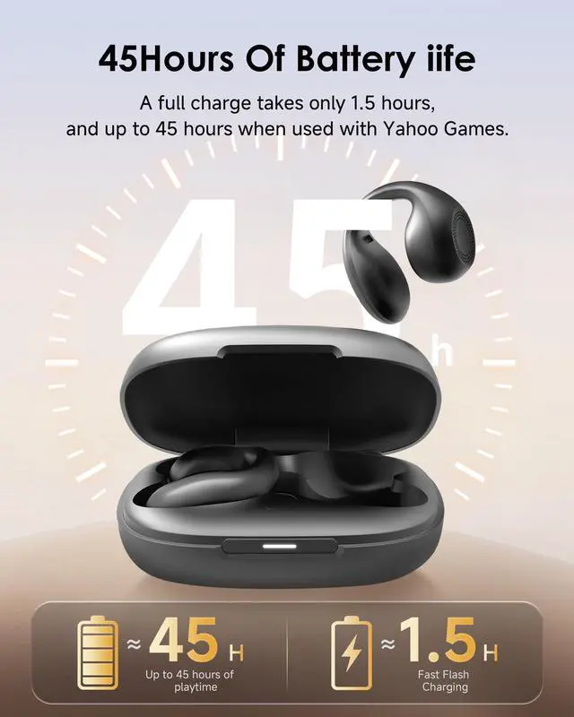 Alt view image 13 of 14 - Clip-On Earbuds,Comfort Air Cushion Open Ear Earbuds Wireless Bluetooth 5.4 Multipoint, Open Ear Headphones with Mic,Anti-Mistouch,45H Playtime,IP56 Waterproof for Sports,Small Ears&Sleep