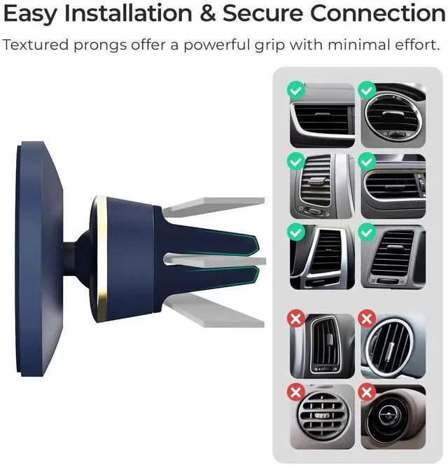Alt view image 10 of 12 - Velox MagSafe Compatible Air Vent Car Phone Holder. Unversal Magnetic Car Phone Mount for iPhone 12/13/14/15/16/17 Series & Android Phones via Included Magnetic Ring Adapter
