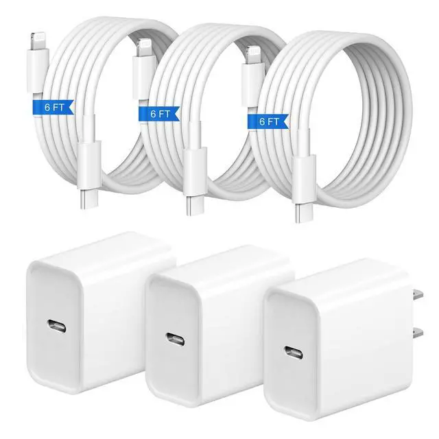 Alt view image 8 of 14 - iPhone Fast Charger 3+3Pack 20W USB C Wall Charger with 6FT Fast Charging Cable Compatible with iPhone 14/13/12/11/Pro/Pro Max