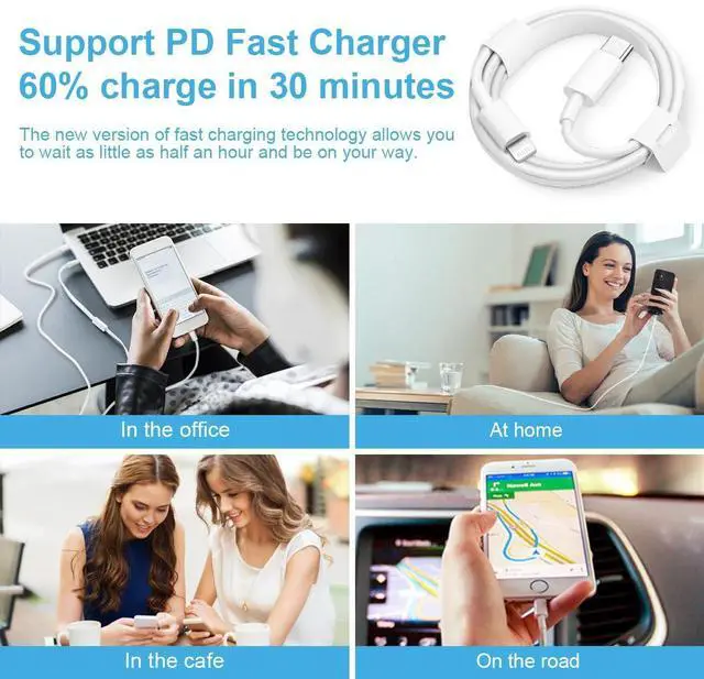 Alt view image 13 of 14 - iPhone Fast Charger 3+3Pack 20W USB C Wall Charger with 6FT Fast Charging Cable Compatible with iPhone 14/13/12/11/Pro/Pro Max