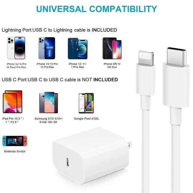 Alt view image 11 of 14 - iPhone Fast Charger 3+3Pack 20W USB C Wall Charger with 6FT Fast Charging Cable Compatible with iPhone 14/13/12/11/Pro/Pro Max