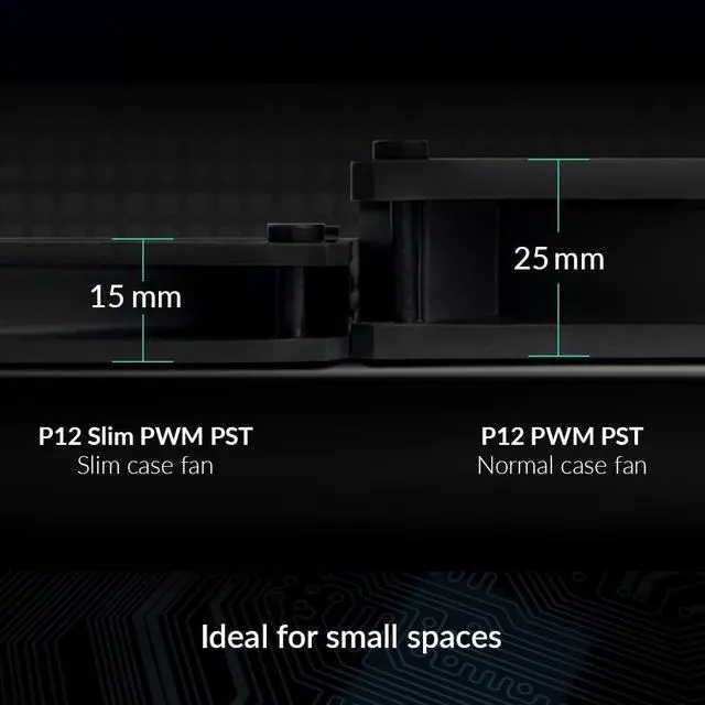 Alt view image 9 of 14 - P12 Slim PWM PST (3 Pack) - PC Fans, 120mm Case Fan with PWM Sharing Technology (PST), Pressure-optimised, Quiet Motor, Computer, Extra Slim, 3002100 RPM - Black