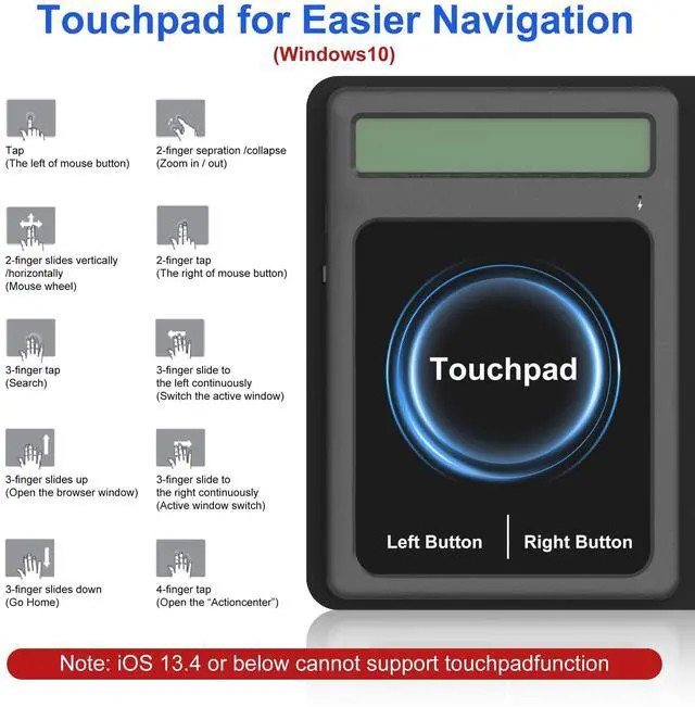 Alt view image 12 of 14 - Bluetooth Number Pad Touchpad with Calculator - Rechargeable Folding Portable Wireless Numeric Keypad 23-Keys, Large Trackpad Bluetooth Travel Numpad Data Entry & Calculation & Trackpad Mouse 3 in 1