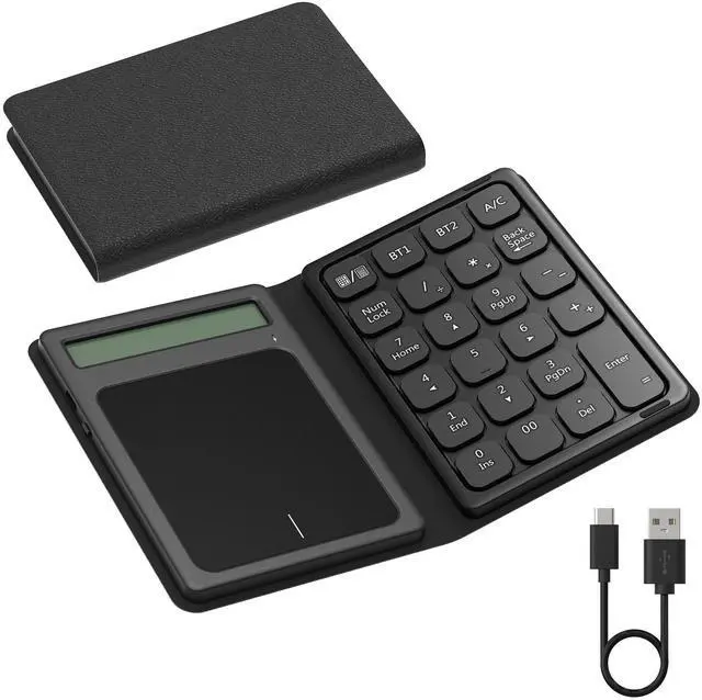 Alt view image 8 of 14 - Bluetooth Number Pad Touchpad with Calculator - Rechargeable Folding Portable Wireless Numeric Keypad 23-Keys, Large Trackpad Bluetooth Travel Numpad Data Entry & Calculation & Trackpad Mouse 3 in 1