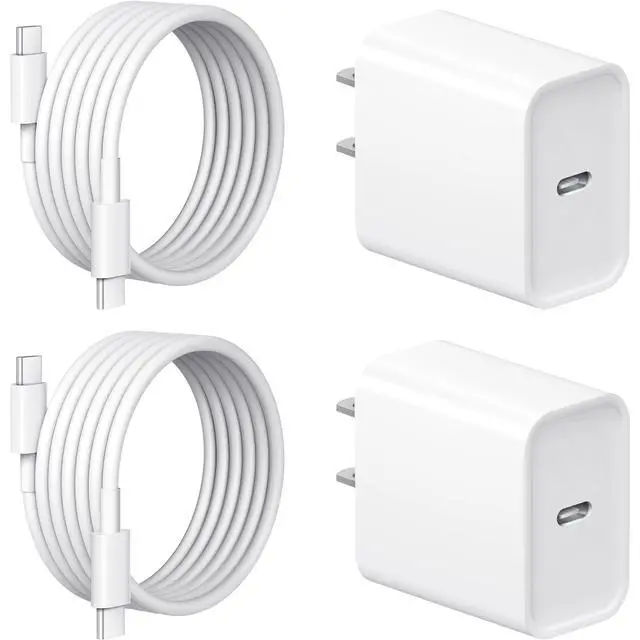 Alt view image 8 of 13 - iPhone 17 16 15 Charger Fast Charging 2+2Pack 20W USB C Wall Charger with 6FT Fast Charging Cable Compatible with iPhone 17/17 Air/17 Pro/17 Pro Max/iPhone 16/15 Series, iPad Pro/AirPods