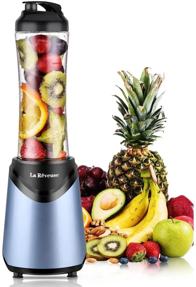 Alt view image 8 of 14 - Smoothies Blender Personal Size 300 Watts with 18 oz BPA-free Portable Travel Sports Bottle (Light Blue)