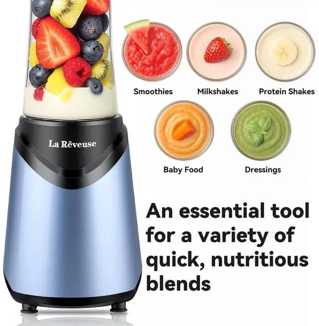 Alt view image 10 of 14 - Smoothies Blender Personal Size 300 Watts with 18 oz BPA-free Portable Travel Sports Bottle (Light Blue)