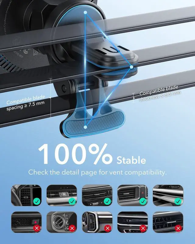 Alt view image 13 of 14 - for 15W MagSafe Car Mount Charger with CryoBoost, Phone Cooling MagSafe Car Charger, Air Vent/Dashboard Wireless Charging for iPhone 17e/17/16/15/14/13/12, S26/S25 Series, Pixel 10, Fast Charger