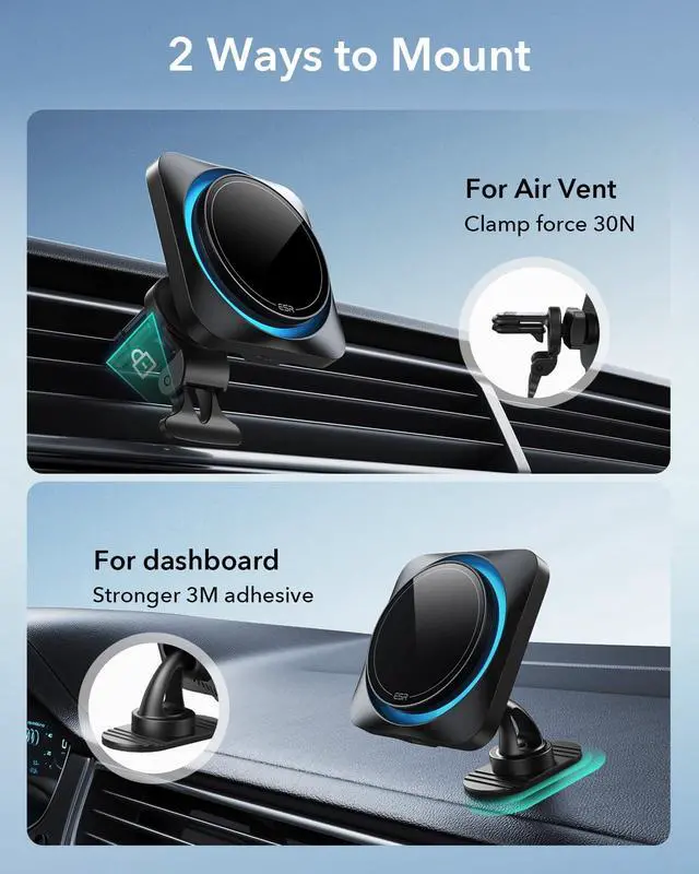 Alt view image 14 of 14 - for 15W MagSafe Car Mount Charger with CryoBoost, Phone Cooling MagSafe Car Charger, Air Vent/Dashboard Wireless Charging for iPhone 17e/17/16/15/14/13/12, S26/S25 Series, Pixel 10, Fast Charger