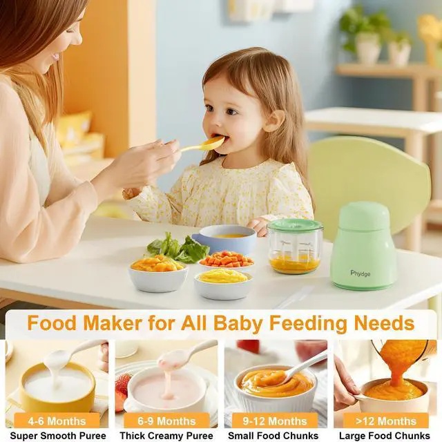 Alt view image 10 of 14 - Baby Food Maker, Green Baby Food Blender, 10oz Baby Food Puree Maker, Food Processor for Baby Foods Fruit Vegetable Meat, 10-Second Quick Soft Food Prep for Baby