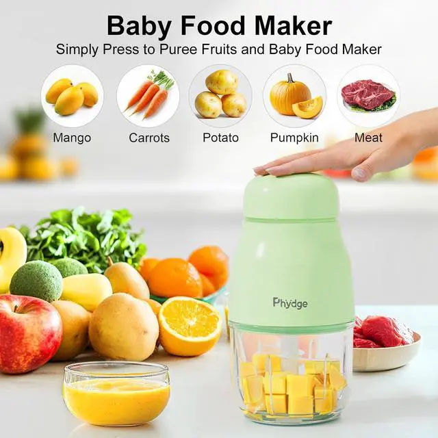 Alt view image 9 of 14 - Baby Food Maker, Green Baby Food Blender, 10oz Baby Food Puree Maker, Food Processor for Baby Foods Fruit Vegetable Meat, 10-Second Quick Soft Food Prep for Baby