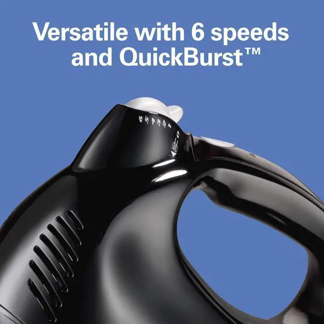 Alt view image 13 of 14 - Power Deluxe 6-Speed Electric Hand Mixer with Snap-On Storage Case, QuickBurst, Beaters, Whisk, Powerful 250 Watt Motor, Bowl Rest, Black (62692)