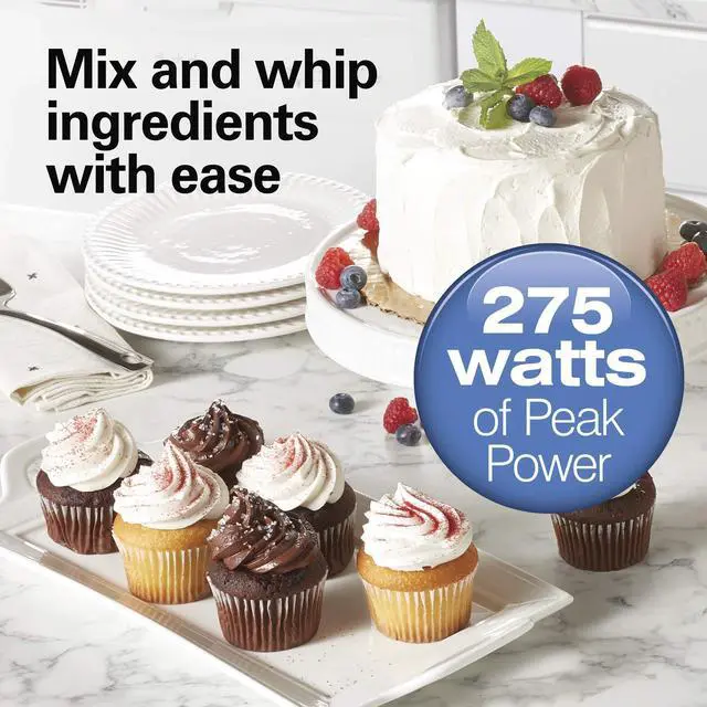 Alt view image 12 of 14 - Power Deluxe 6-Speed Electric Hand Mixer with Snap-On Storage Case, QuickBurst, Beaters, Whisk, Powerful 250 Watt Motor, Bowl Rest, Black (62692)