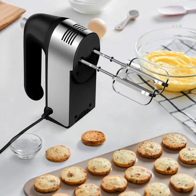 Alt view image 12 of 12 - Hand Mixer Electric, 450W Kitchen Mixers with Scale Cup Storage Case, Turbo Boost/Self-Control Speed + 5 Speed + Eject Button + 5 Stainless Steel Accessories, For Easy Whipping Dough, Cream, Black