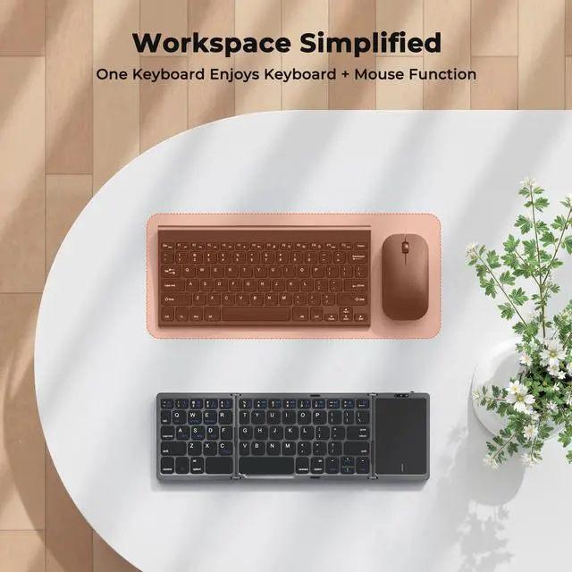 Alt view image 11 of 14 - Foldable Keyboard with Touchpad, Bluetooth Wireless Portable Keyboard, Rechargeable Ultra Slim Pocket Folding Keyboards, Full Size Keys, Travel for iOS Android Windows Laptop PC Tablet