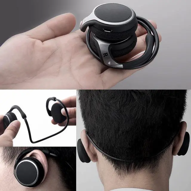 Alt view image 10 of 14 - Small Bluetooth Headphones Wrap Around Head - Sports Wireless Headset with Built in Microphone and Crystal-Clear Sound, Foldable and Carried in The Purse, and 12-Hour Battery Life, Black