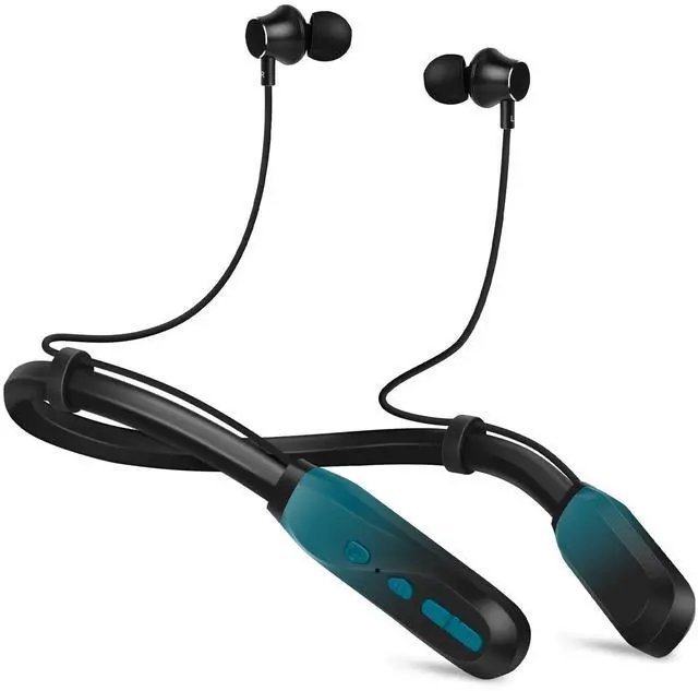Alt view image 8 of 14 - Neckband Bluetooth Headphones, 200H Extra Long Playtime Wireless Stereo Neckband Earbuds with Microphone, Waterproof Balanced Armature Drivers in Ear Headset for Sports/Workout (Cyan Green)
