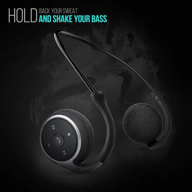 Alt view image 14 of 14 - Small Bluetooth Headphones Wrap Around Head - Sports Wireless Headset with Built in Microphone and Crystal-Clear Sound, Foldable and Carried in The Purse, and 12-Hour Battery Life, Black