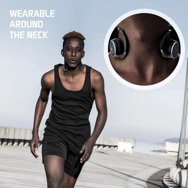 Alt view image 13 of 14 - Small Bluetooth Headphones Wrap Around Head - Sports Wireless Headset with Built in Microphone and Crystal-Clear Sound, Foldable and Carried in The Purse, and 12-Hour Battery Life, Black