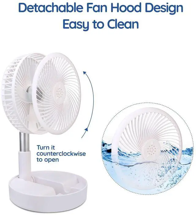 Alt view image 14 of 14 - Battery Operated Fan,Portable Rechargeable USB Floor Table Desk Fan with Adjustable Height, 4 Speed Settings Pedestal Fan for Bedroom Camping Travel,White 7.7"