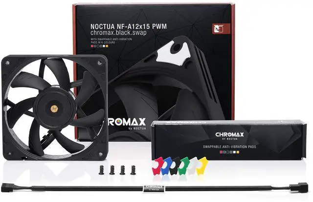 Alt view image 9 of 12 - NF-A12x15 PWM chromax.Black.swap, Premium Quiet Slim Fan, 4-Pin (120x15mm, Black)