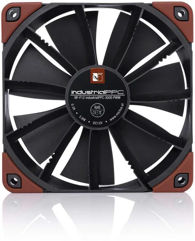 Alt view image 11 of 14 - NF-F12 iPPC 3000 PWM, Heavy Duty Cooling Fan, 4-Pin, 3000 RPM (120mm, Black)