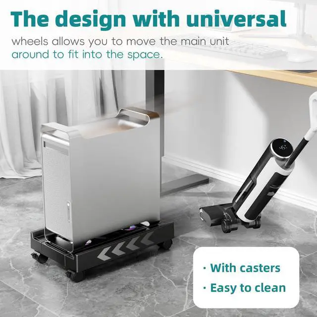 Alt view image 14 of 14 - Adjustable Computer Tower Stand with Cooling Fan, Mobile CPU Holder with 4 Rolling Casters, Under Desk CPU Bracket PC Floor Cart PC Riser for Office, Home and Classroom. (Fan version)